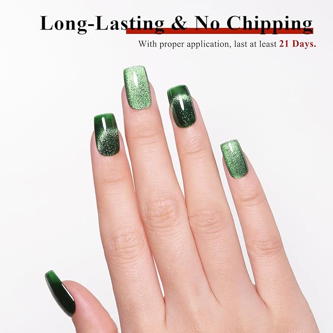 Imtiti 10ml Green Cat Eye Gel Nail Polish Long Lasting Soak Off UV Led Gel Polish Salon DIY at Home with Magnetic Stick Gift for Women 1Pcs