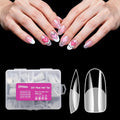 250PCS Clear Acrylic Nail Tips, 1 Shapes 10 Sizes - Half Matte Full Cover Fake Nails for DIY Manicure, Salon Professionals & Beginners - Oval Pre-Shaped Extensions