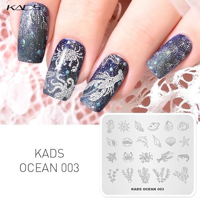 KADS Nail Art Stamp Plate - Ocean Sea Mermaid Series Nail Stamping Plate Template Image DIY Decoration Tool