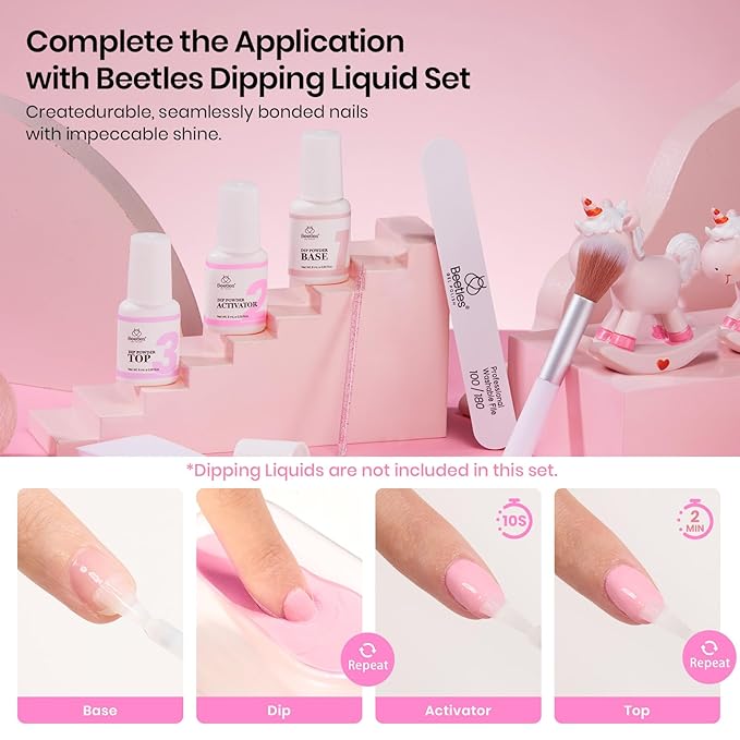 Beetles Dip Powder Nail Kit, 36 Colors Nude Pink Pastel Red Green Blue Glitter Dipping Powder Starter Kit Quick Drying Nail Set for French Nails Art Manicure DIY Salon Gift for Women Mood Palette