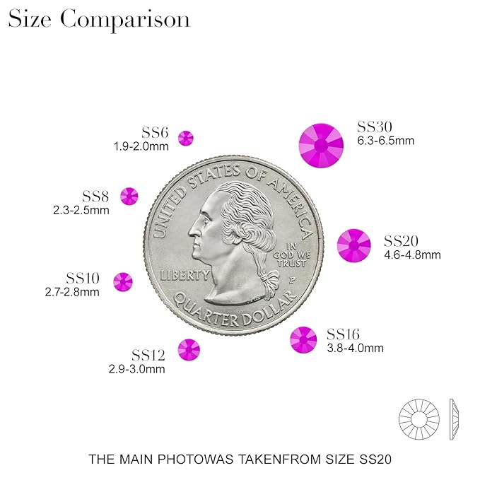 Novani 3000 Pieces Flatback Rhinestones Glass Round Gems Neon-Purple Crystals for Nail Art DIY Crafts Clothes Shoes,SS6,1.9-2.0mm