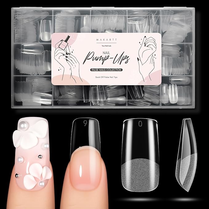 Makartt Square Nail Tips: 510pcs Full Cover Medium Square Fake Nails, 15 Sizes Soft Gel Half Matte Pre-shape Soak Off for Press on Nails DIY for Extension No Crease Acrylic Nail Manicure Salon Home