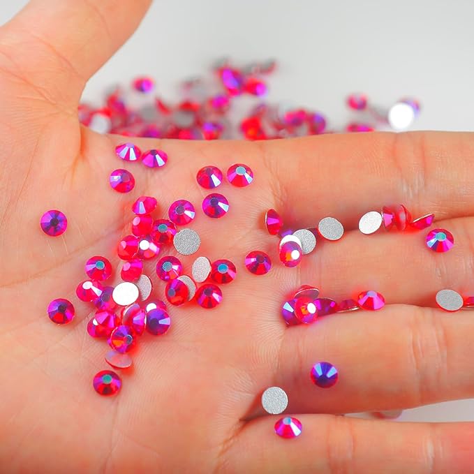 Genie Crystal 1440 PCS Light Siam AB Rhinestones Flatback SS20, 5mm 10 Gross Red Aurora Borealis Glue on Glass Rhinestones Strass for Tumbler,DIY Crafts, Shoes, Dance Costumes, Bling Decoration