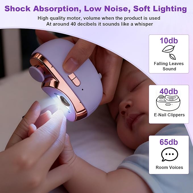 Valentines Day Gifts for Him & Her - Electric Nail Clipper for Seniors & Adults, Baby Smart Nail Clipper, 2-in-1 Automatic Nail Clipper with Light & Storage for Fingernail (Purple)