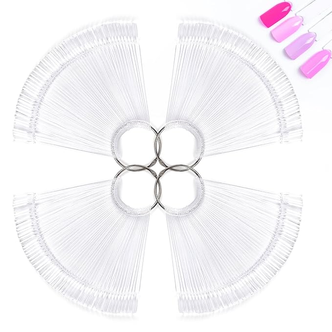 MelodySusie 200 Pcs Nail Swatch Sticks with Ring, Clear Swatches for Gel Polish, Transparent Acrylic Practice Tips, Suitable for Displaying Colors, Training Nail Art for Beginners and Professionals
