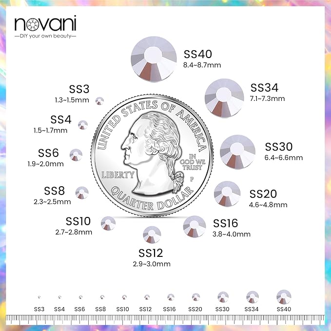 Novani Rhinestones 3000Pcs Flatback Crystal Round Loose Gemstones Glass Rhinestones for Crafts Makeup Nail Art Clothes Shoes DIY Decorations(SS10, 2.7-2.9mm,Sliver)