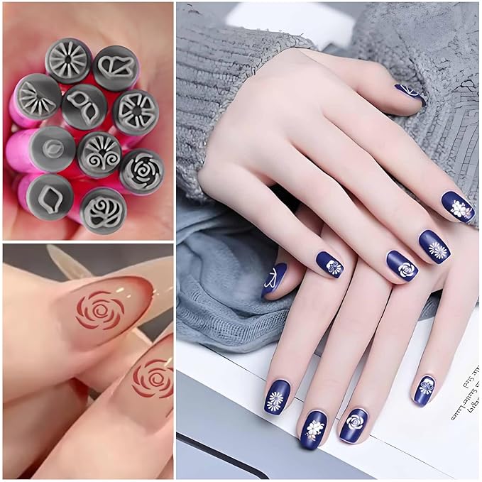DANNEASY 10PCS Nail Art Flower Stamp Pen, Nail Art Stamp Pen Set, Nail Design Stamping Pens DIY Nail Art Tools, Nail Graffiti Tool for Creative Home Manicure Kit