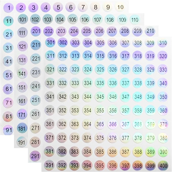 4000PCS 40 Sheets Small Number Stickers(Number 1-400), Self-Adhesive Sticker Numbers for Organizing Nail Polish, Nail Polish Stickers Nail Sample Swatches Sticks, Lipstick