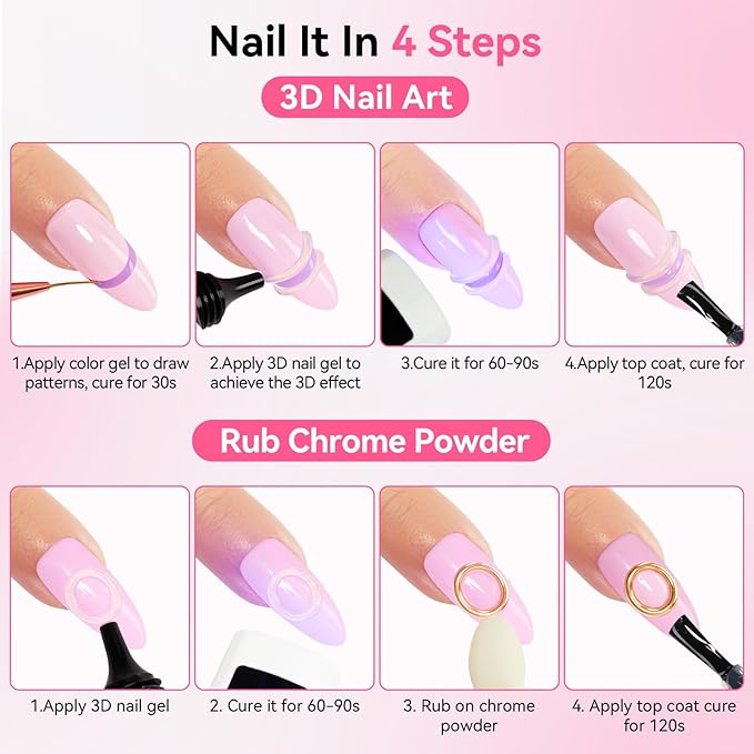Makartt 3D Gel Nail Art - 30g Sculpting Gel Glue for Drawing, Molding, Sculpture, Gems & Decoration, Clear No-Wipe Gels Polish for DIY Nail Designs
