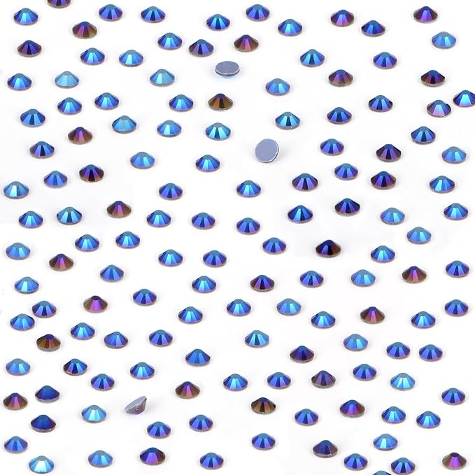 NCB 288pcs Hotfix Rhinestones Bulk, Crystal Hot Fix Rhinestones for Crafts Clothes DIY Decoration (Black AB, SS30 6.3mm)