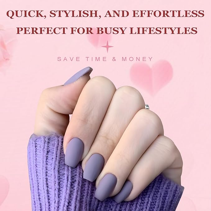 AddFavor Press on Nails Medium Coffin Fake Nails, 576pcs 24 Colors Coffin Press on Nails Full Cover Acrylic Nail Press ons, Matte False Nail Tips for Women Glue on Nail