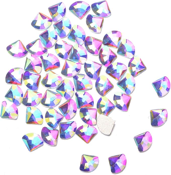 AD Beads Top Czech AB Crystal Flatback Rhinestone Nail Art Decoration Multi Shape (S23 Sector 4x6mm, 100 Pcs)