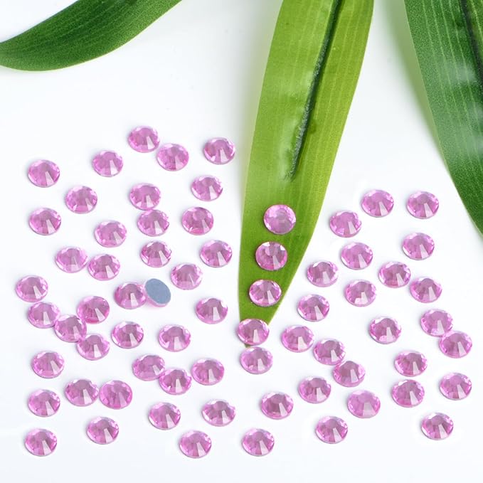 Bymitel Hotfix Crystal Rhinestones Round Gems Iron on DIY Jewelry Making Flat Back for Crafts,Lt. Rose, 4.8mm(SS20/1440pcs)