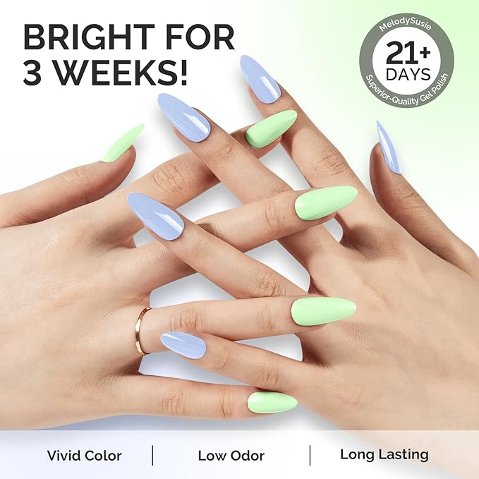 MelodySusie Thick Gel Nail Polish Set- 2 Pcs 15ML Baby Blue & Macaron Green Gel Polish Set Soak Off UV LED Christmas Gift for Women Nail Art Manicure Salon DIY Nail Design Decoration at Home