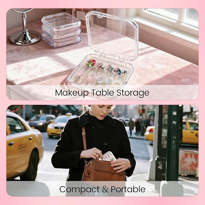 15 Pcs Press On Nail Packaging Box Press on Nail Storage Box for Press Ons with 90 Pcs Adhesive Double Sided Tape for Fake Nail Storage Case Nail Display Nail Salon Supplies (Transparent)