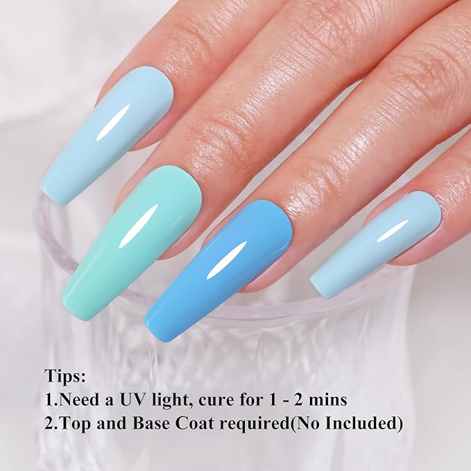6 Colors Gel Nail Polish Kit Navy Deep Baby Blue Hema Free Long Lasting Summer Manicure Gift
