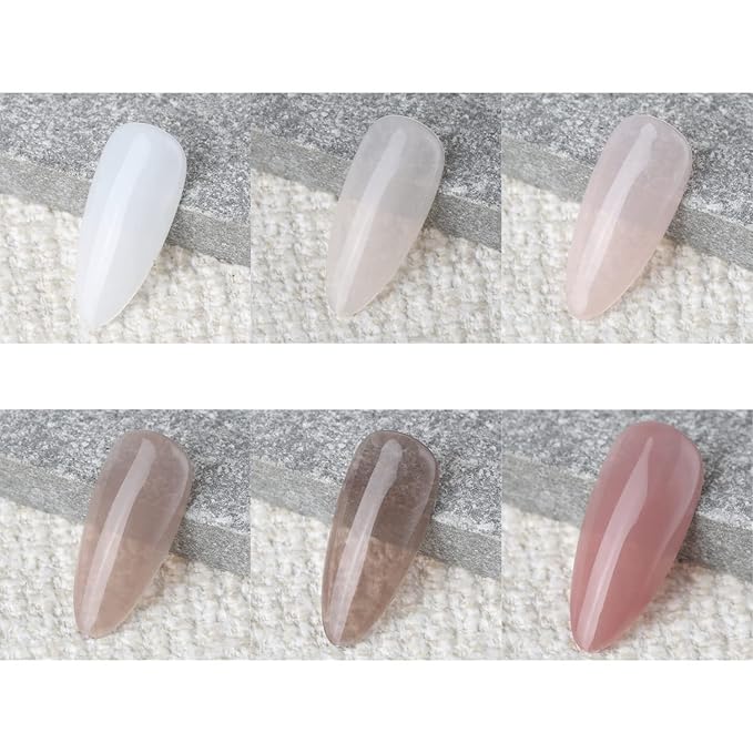 Vishine Gel Nail Polish Starter Kit with 36W UV LED Nail Lamp Speed Dryer Manicure Tools Set of 6 Sheer Milky White Neutrals Skin Nude Jelly Transparent Colors Gel Polish Base and Top Coat #055