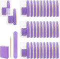 Disposable Manicure kit Individually Package, Mini Nail Buffer, Nail File, Wood Stick, Press on Nail Tool Kit for Salon Home (Purple, Count, 40, 80/100 Grit)