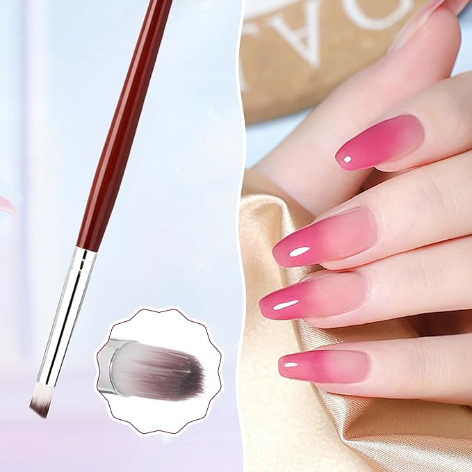 3 Pcs Ombre Nail Brush Nail Art Brush Wooden Ombre Nails Art Gradient Painting Brushes Gradual Color Blooming Nails Drawing Pen Manicure Gel Polish Brushes