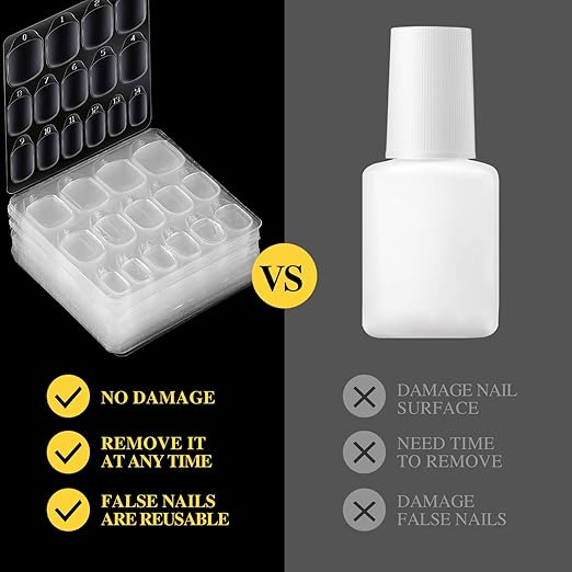 Teenitor 300pcs Nail Adhesive Tabs for Press on Nails, 15 Sizes of Nail Sticky Tabs for Nails Press on Nail Stickers, Nail Glue Stickers Press on Sticky Tabs, 20 Sheets