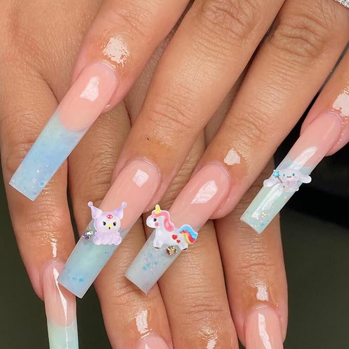 140 Pcs Nail Charms,7 Styles Kawaii 3D Flatback Cartoon White Series Charms for Nail Acrylic Slime Resin Charm for Cute DIY Nail Art Decorations Supplies,Hair Clips and Phone Cases Etc