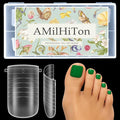 Straight Polygel Dual Wide Toe Nail Forms for Poly Gel Extensions, Larger Flat Full Cover Molds for French Toenail, Press on Toenails for Women Extensions Home DIY Nail Salon 160PCS 16Sizes