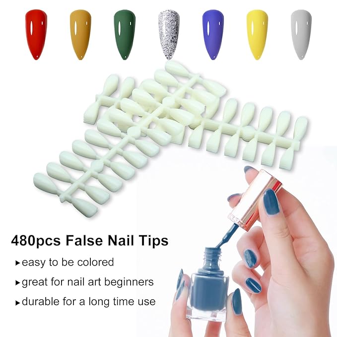 320 Nail Color Book,with 480 False Tips & 1-400 Number Labels,Professional Nail Color Swatches Book for UV Gel Polish Nails Art Design(Green)