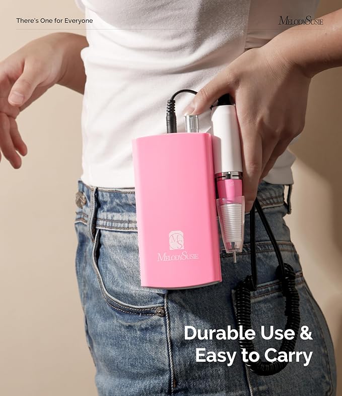 MelodySusie Entry-Level Clip-On Rechargeable Nail Drill with Anti-Slip Silicone Handle, SC300I 30000RPM E-File for Manicure Shaping & Gel Removal, Perfect for Training, Nail Art Practice & Home Use