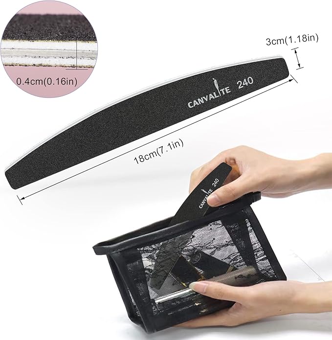 Canvalite 40 PCS Nail File Reusable Peel and Stick Nail Files Replaceable Emery Boards Nail File for Natural Nails Professional 240 Grit Fingernail Files for DIY Salon Use