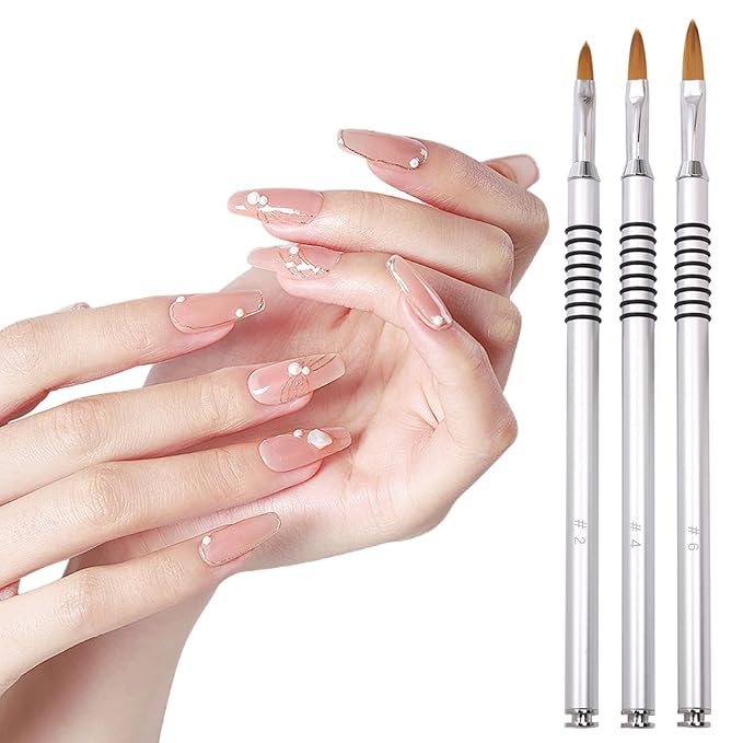 3 Pack 3D Nail Art Brush for Acrylic,Non-slip Handle,Flower Nails Design Brushes,For Polish Clean up Manicure Scul Pture Tools Women Application,Size 2/4/6#