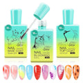 Blooming Gel Nail Kit, 3PCS 18ML No Wipe Top Coat Base Coat & Spreading Gel for Easy Marble Watercolor and Print Nail Painting Effect, Long-Lasting UV/LED Gel, DIY Manicure Gifts for Women