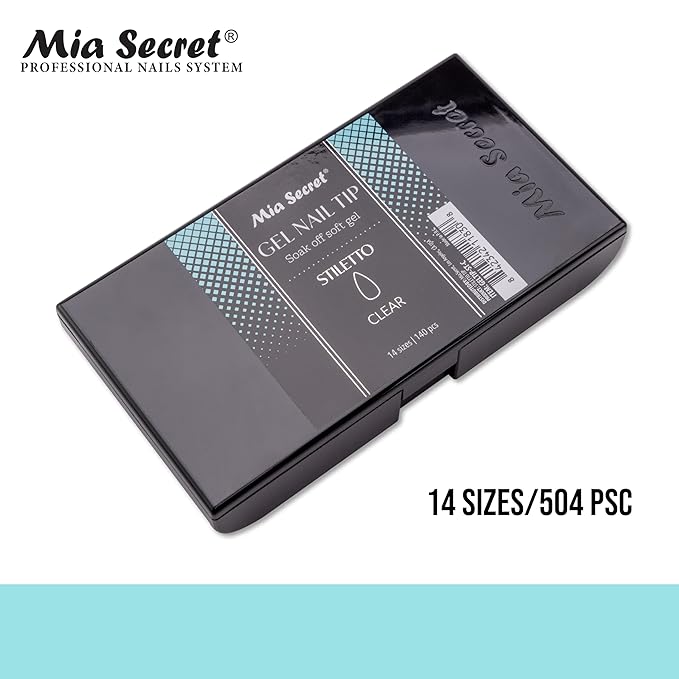 Mia Secret Soak off CLEAR Soft Gel Nail Tip MADE IN USA for Salon and DIY (Clear 140 Tips, Stiletto)