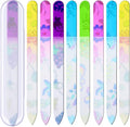 Mudder 8 Pack Glass Nail Files with Cases Double-Sided Crystal Fingernail Files for Natural Nails Colorful Floral Nail Buffers for Professional Manicure Supplies Care Tool Gifts for Women