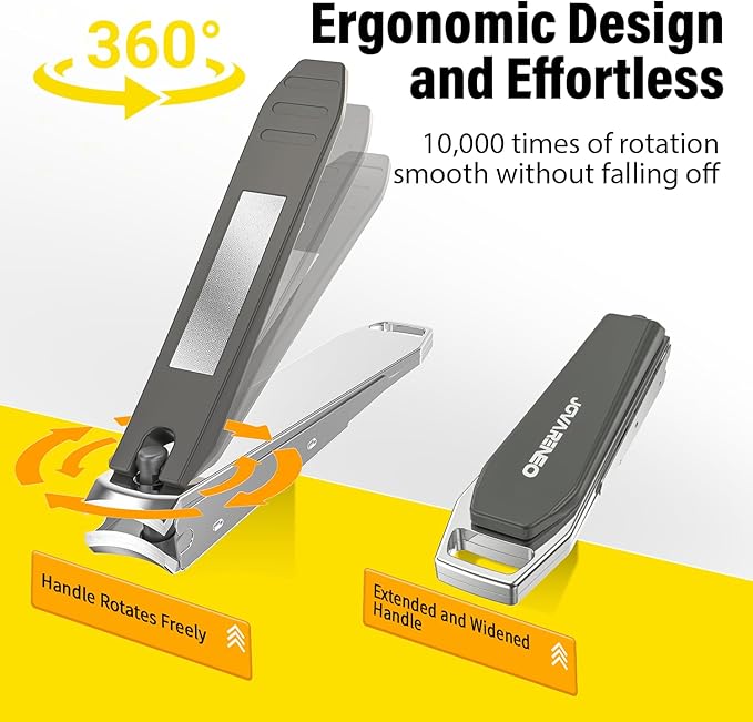 Nail Clipper Set,Premium Stainless Steel Fingernail and Toenail Clipper Cutters with Nail File and Catcher, Sharp Effortless Nail Clippers Tools for Men & Women