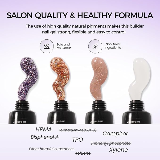 Poly Nail Gel Complete Kit: 12 Colors Poly Nail Gel Kit with U V Light Slip Solution with Base & Top Coat Extension Full Kit for Beginners DIY at Home or Professional Salon