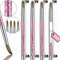 Acrylic Nail Brush Set, 4PCS Acrylic Nail Brushes Professional Nail Brush for Acrylic Application 3D Nail Carving DIY Acrylic Powder Brushes Liquid Glitter Nail Art Brush Size #8#10#12#14 (Pink)