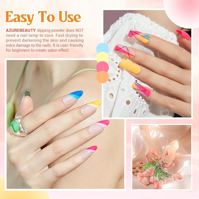 AZUREBEAUTY 31Pcs Dip Powder Nail Kit Starter 20 Colors Pastel Spring Summer Pink Acrylic Dipping Powder Set with Top/Base Coat Activator & Recycling Tray for Macaron French Manicure Salon