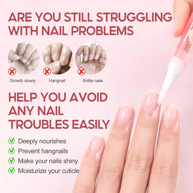 Peacecolor 8Pcs Cuticle Oil Pen for Nails Nail Oil Cuticle Pen for Nourishing Dry Damaged Cuticles Multiple Flavor Cuticle Revitalizer Oil Pen Nail Strengthener Nail Care Kit