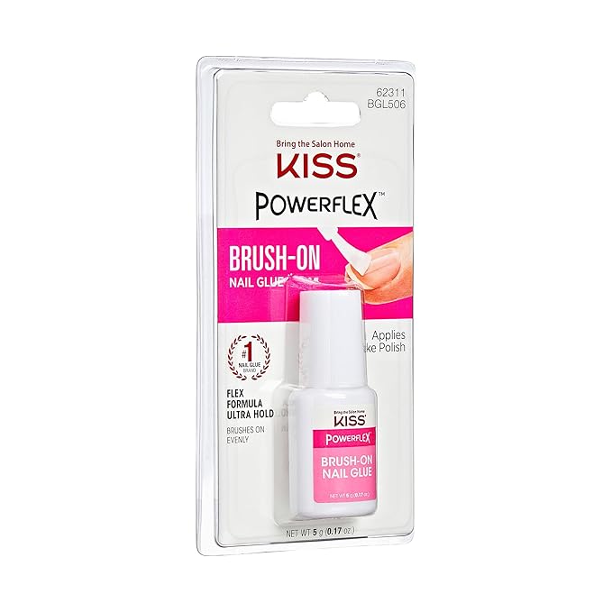 KISS Powerflex, Nail Glue for Press On Nails, Nail Bond, Includes 5g Brush-on Glue