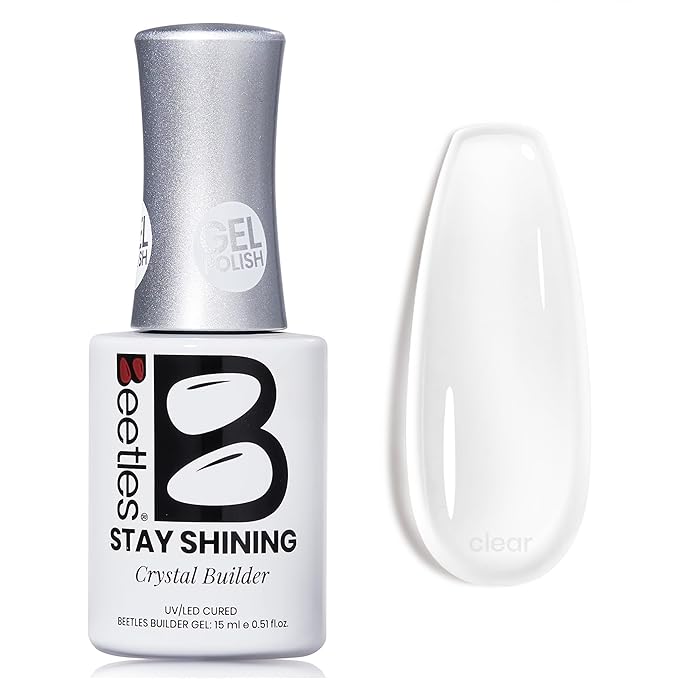 Beetles HEMA-Free Builder Nail Gel-Stay Shining Clear Building Apex Strengthening Weak Nails & Extension for Beginner DIY Salon at Home,Long Lasting UV LED Lamp Needed Nail Art Design Gifts for Women