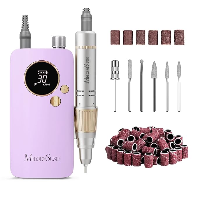 MelodySusie Entry-Level Clip-On Rechargeable Nail Drill, SC320F 30000RPM E-File with Pastel & Colorful Design for Manicure Shaping & Gel Removal, Ideal for Training, Nail Art Practice & Home Use.