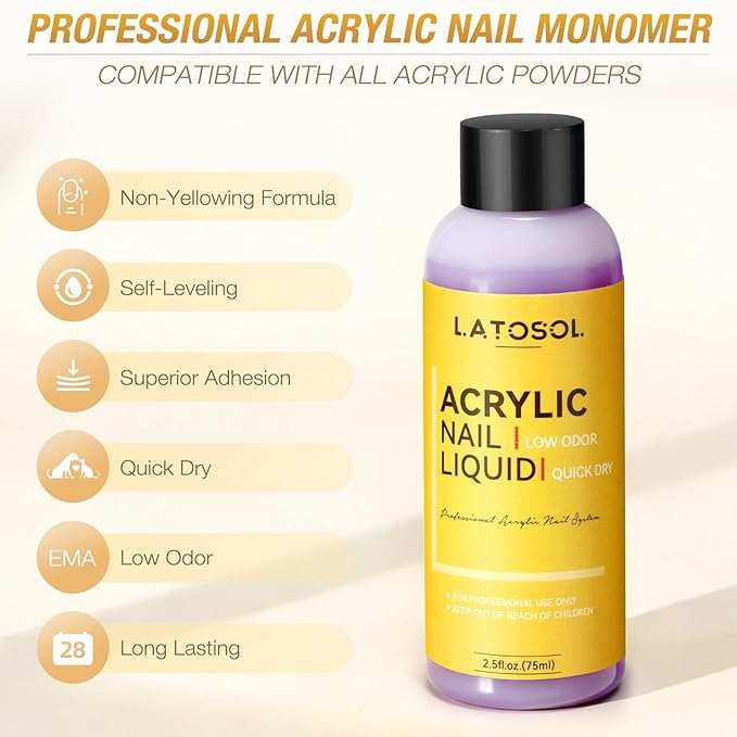 Clear Acrylic Nail Kit - Quick Dry Long Lasting Acrylic Powder & Liquid Set with Kolinsky Brush, Nail Forms for Home DIY & Salon Professional Use