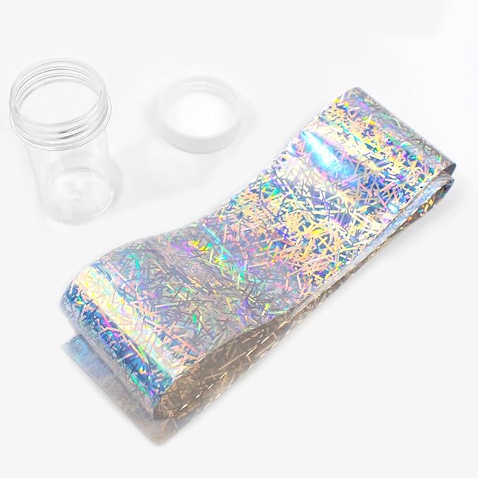 SILPECWEE 2 Boxes Aurora Nail Foil Sheets Laser Nail Transfer Foil for Long Acrylic Nails Starry Sky Holographic Nail Art Foil Iridescent Nail Stickers Design for DIY Nails Decoration