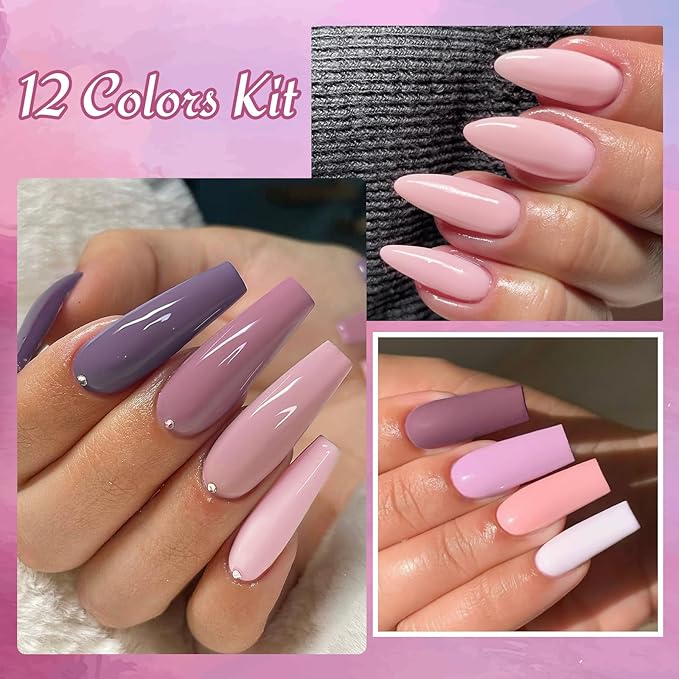 MTSSII Gel Nail Polish Kit, 12 Colors Fall Winter Pink Nude Brown Gel Polish Set Skin Tones Neutral Soak Off Gel Nail Gifts for Women Girl DIY Salon Home Manicure