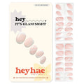 Heyhae Semi Cured Gel Nail Strips | No LED Lamp Needed | French, Pink, Spring | Easy Apply & Remove, Salon Quality | Includes 28 Strips, 1 Prep Pads, Nail File & Wooden Stick - Hey, It's Glam Night