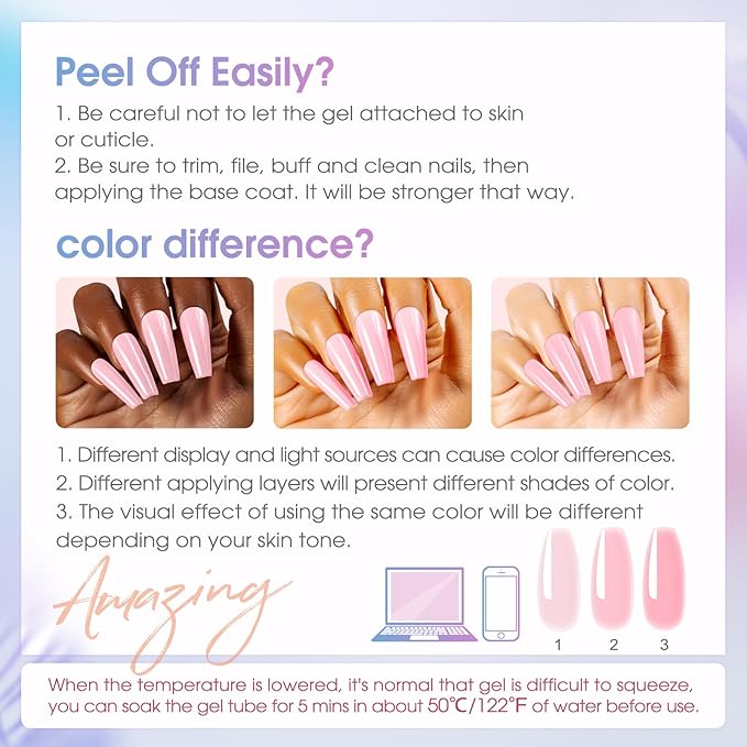 ROSALIND 16 Colors Poly Nail Gel Kit With Mini Lamp - Clear Neon Starter Kit for Beginners, HalloweenAll Seasons Classic Colors Builder Neon Nail Gel Set Holiday