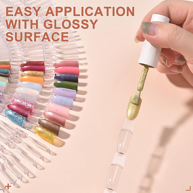 300 Tips Nail Swatch Sticks with Metal Split Ring Fan-shaped Display Nail Practice Sticks Nail Sample Swatches for Nail Art Polish Practice Nail Color Display (Clear)