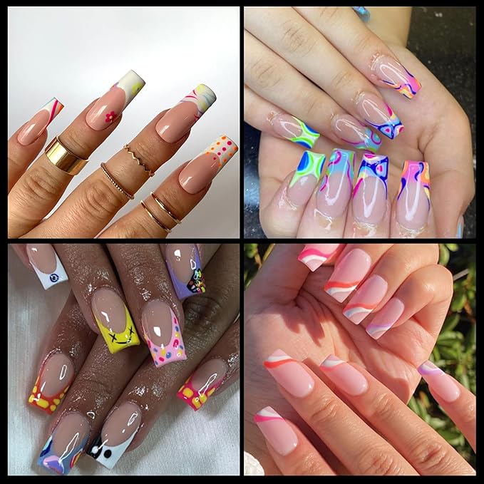 Medium Square Gel Nail Tips Extension, 240PCS Clear Soft Gel Full Cover Nail Tips, M Square Press On False Nail Tips for Salons, and DIY Nail Art at Home (12 Sizes)