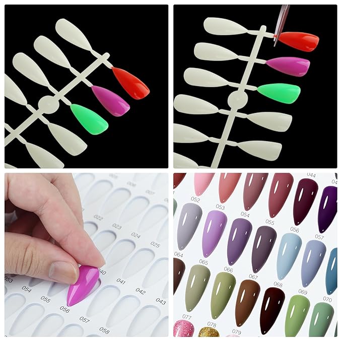 216 Nail Colors Book,Nail Color Display Book with 240 Nail Tips & 1-300 Number Labels,Professional Nail Color Swatches Book for Nail Polish Nails Art Design(Purple)