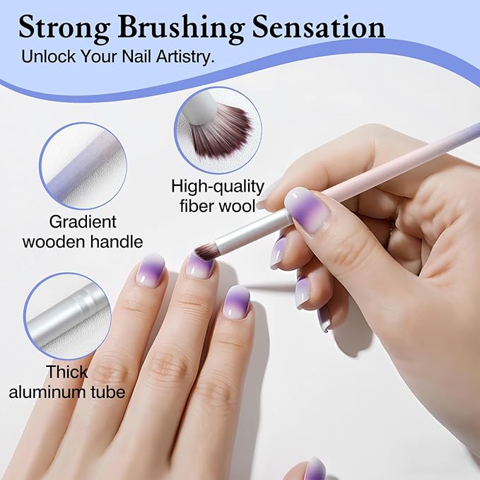 7pcs Ombre Nail Brush Set – Wooden Handle Gradient Nail Art Pens for Gel Polish & Acrylic Design